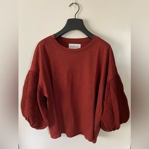 VELVET by Graham and Spencer—Puff Sleeve Top in oxblood.  Size small.